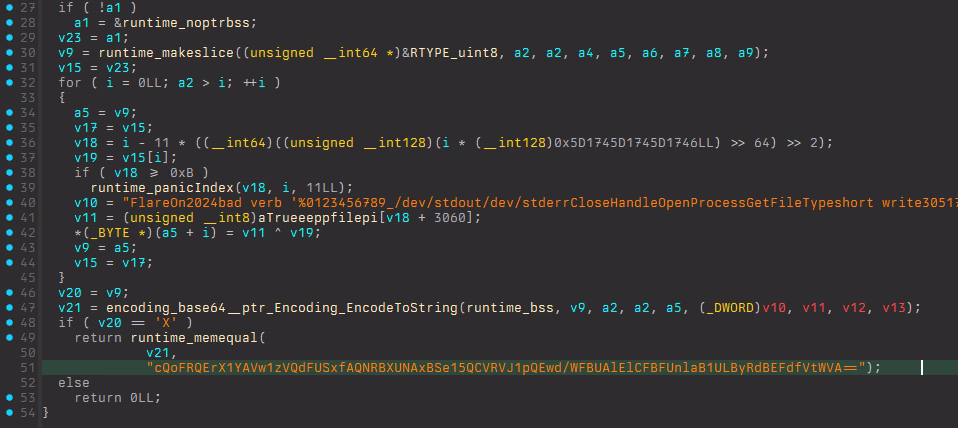 Challenge 2 IDA showing a decompilation of the 'main_a' function