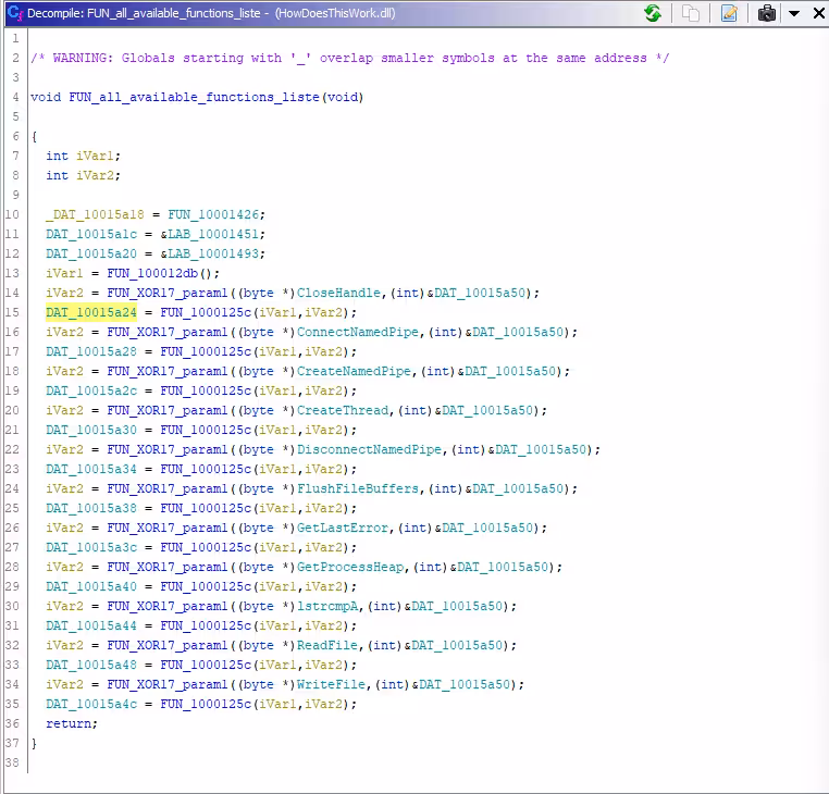 a la mode Ghidra decoded function names