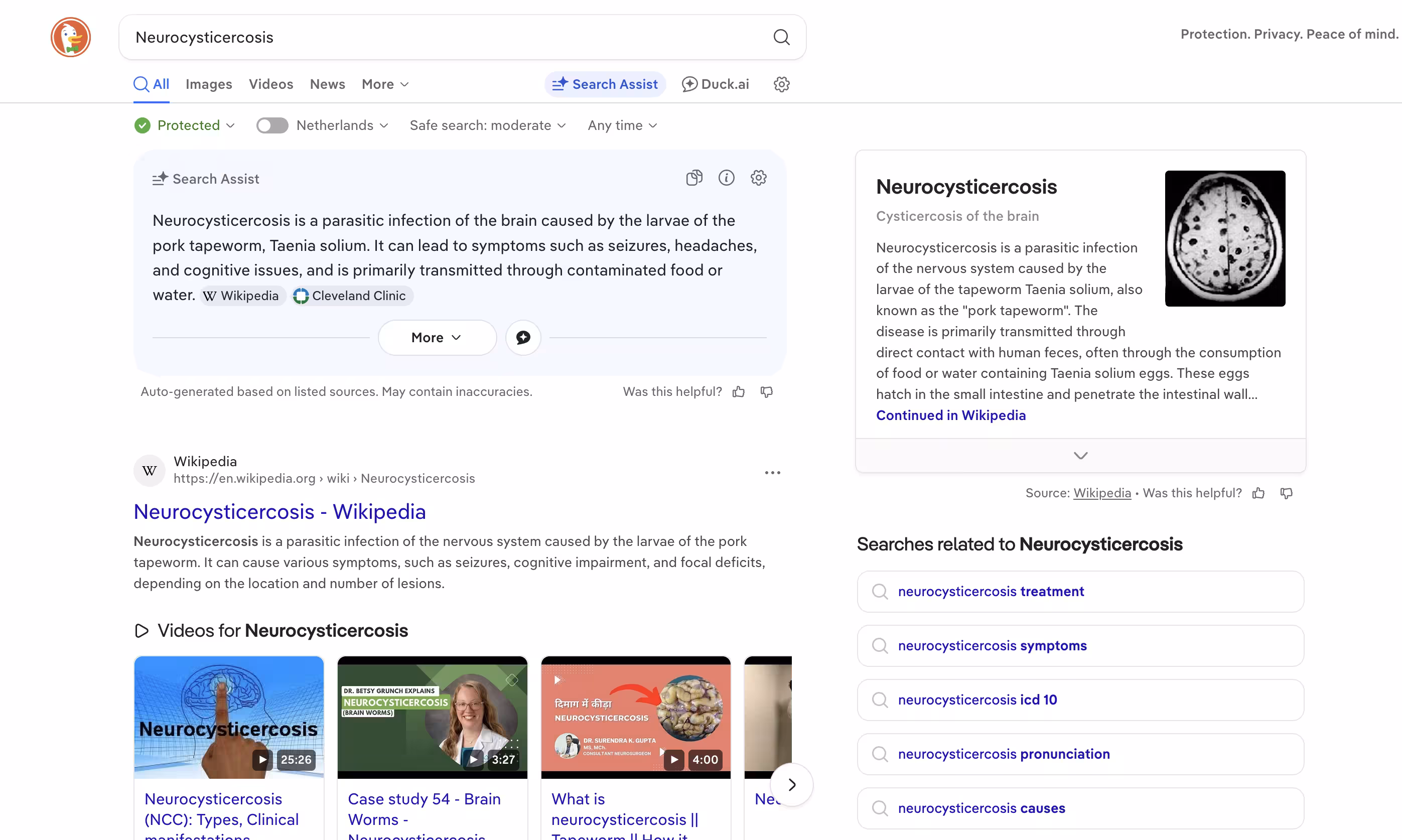 DuckDuckGo search results for Neurocysticercosis